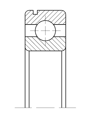 Эскиз шарикового радиального однорядного подшипника с канавкой на наружном кольце