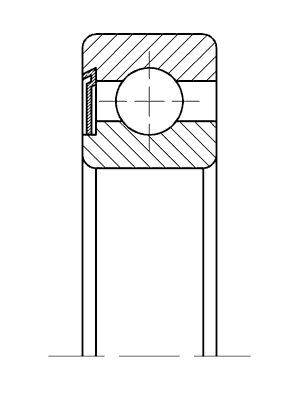 Эскиз шарикового радиального однорядного подшипника с одной защитной шайбой