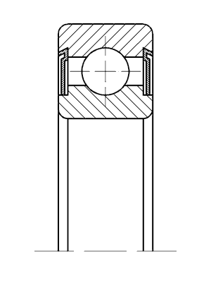 Эскиз шарикового радиального однорядного подшипника с двумя защитными шайбами