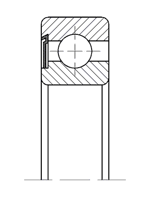 Эскиз шариковых радиальных однорядных подшипников с односторонним уплотнением