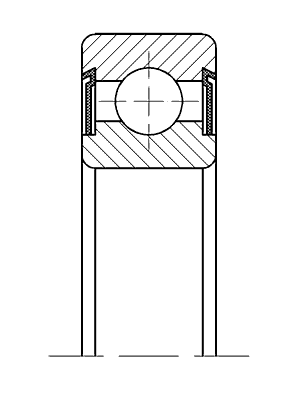 Эскиз шариковых радиальных однорядных подшипников с двухсторонним уплотнением