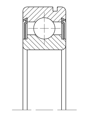 Эскиз шариковых радиальных однорядных подшипников с канавкой на наружном кольце и с двумя защитными шайбами