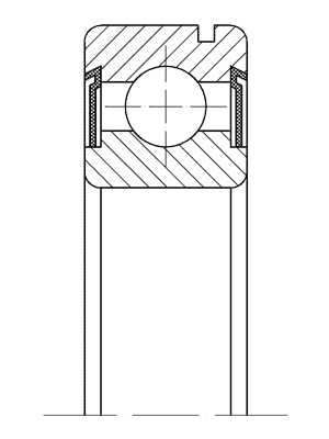Эскиз шариковых радиальных однорядных подшипников с канавкой на наружном кольце и с двухсторонним уплотнением